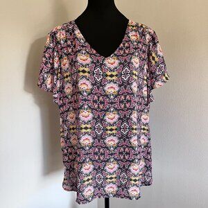 LOFT Plus Flutter Sleeve V Neck Top Blouse - Size XXL